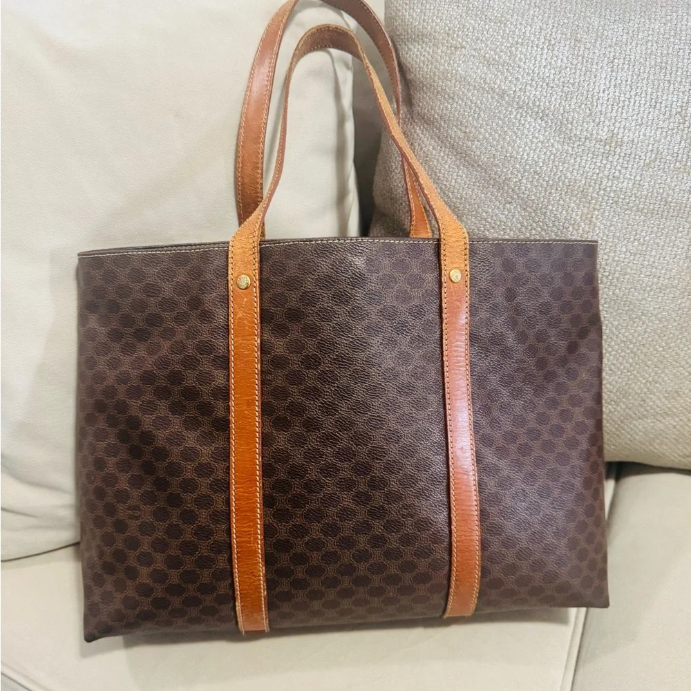 Celine Macadame Brown and Tan Tote Bag with Monogram Canvas - Picture 2 of 8